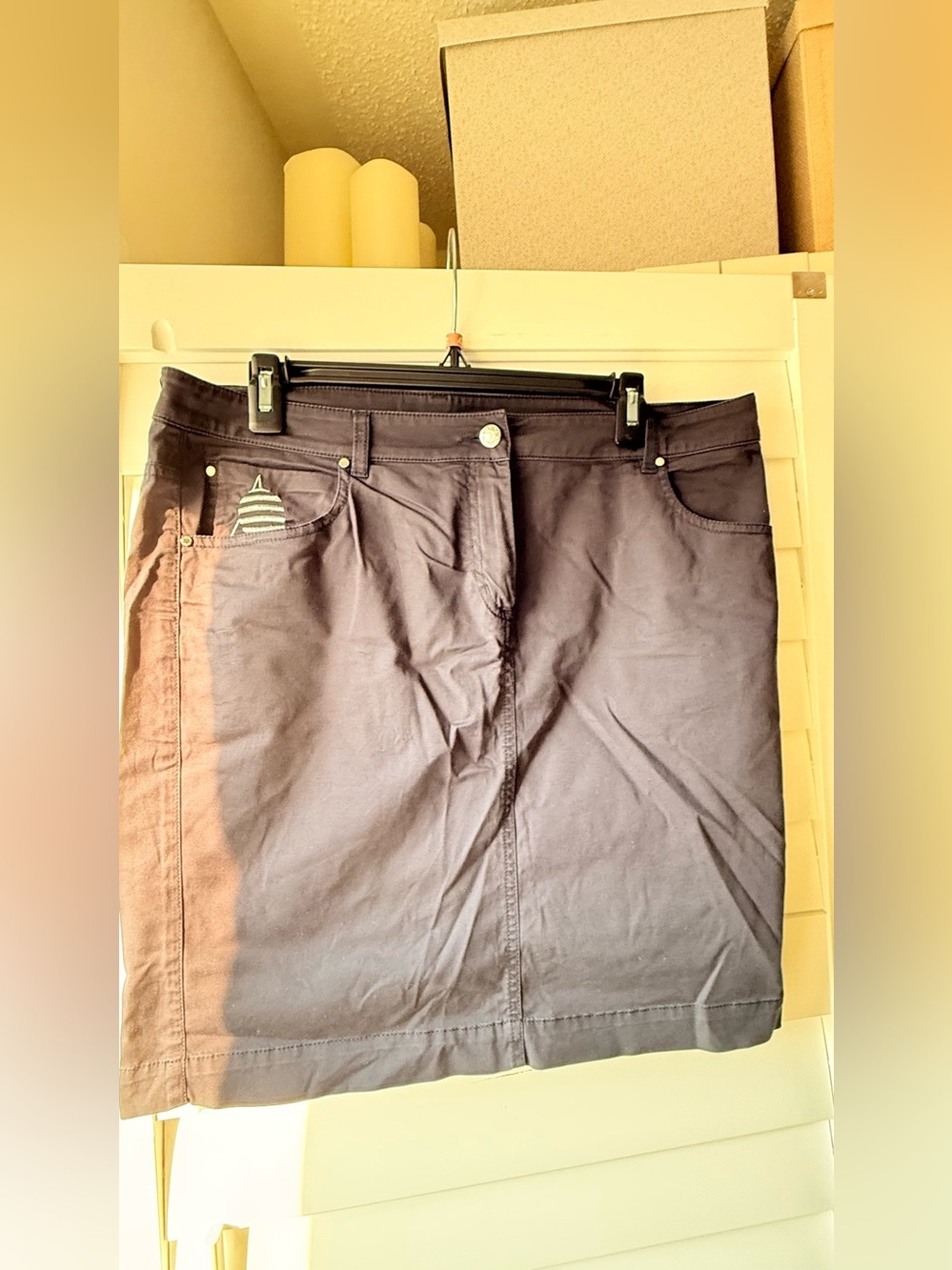 Marina Yachting Dark Navy Straight Mini Skirt Size 32